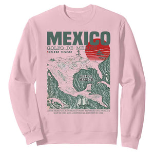 Gulf of Mexico Estd 1550 Sweatshirt Golfo De Mexico Historic Map Retro Graphic TS02 Light Pink Print Your Wear