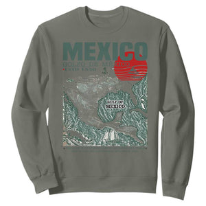 Gulf of Mexico Estd 1550 Sweatshirt Golfo De Mexico Historic Map Retro Graphic TS02 Military Green Print Your Wear
