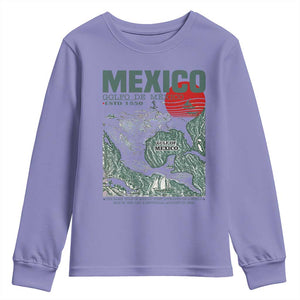 Gulf of Mexico Estd 1550 Youth Sweatshirt Golfo De Mexico Historic Map Retro Graphic TS02 Violet Print Your Wear