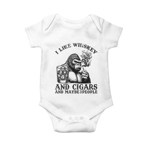 I Like Whiskey and Cigars and Maybe 3 People Baby Onesie Funny Bigfoot Drinking and Cigarette Anti-Social Humor TS02 White Print Your Wear