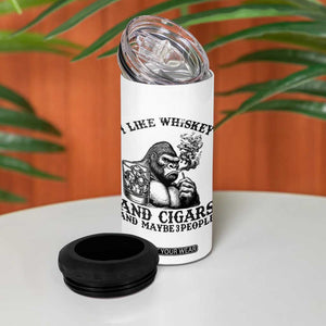 I Like Whiskey and Cigars and Maybe 3 People 4 in 1 Can Cooler Tumbler Funny Bigfoot Drinking and Cigarette Anti-Social Humor TS02 Print Your Wear