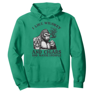 I Like Whiskey and Cigars and Maybe 3 People Hoodie Funny Bigfoot Drinking and Cigarette Anti-Social Humor TS02 Irish Green Print Your Wear