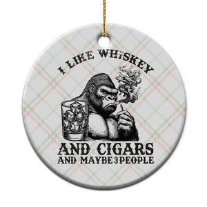 I Like Whiskey and Cigars and Maybe 3 People Ceramic Ornament Funny Bigfoot Drinking and Cigarette Anti-Social Humor TS02 1pc Christmas Plaid Print Your Wear