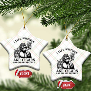 I Like Whiskey and Cigars and Maybe 3 People Ceramic Ornament Funny Bigfoot Drinking and Cigarette Anti-Social Humor TS02 Print Your Wear
