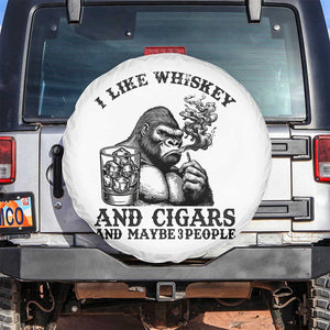 I Like Whiskey and Cigars and Maybe 3 People Spare Tire Cover Funny Bigfoot Drinking and Cigarette Anti-Social Humor TS02 No hole White Print Your Wear