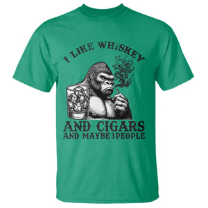 I Like Whiskey and Cigars and Maybe 3 People T Shirt Funny Bigfoot Drinking and Cigarette Anti-Social Humor TS02 Irish Green Print Your Wear