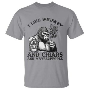 I Like Whiskey and Cigars and Maybe 3 People T Shirt Funny Bigfoot Drinking and Cigarette Anti-Social Humor TS02 Sport Gray Print Your Wear