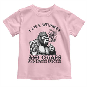 I Like Whiskey and Cigars and Maybe 3 People Toddler T Shirt Funny Bigfoot Drinking and Cigarette Anti-Social Humor TS02 Light Pink Print Your Wear