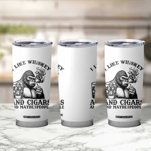 I Like Whiskey and Cigars and Maybe 3 People Tumbler Cup Funny Bigfoot Drinking and Cigarette Anti-Social Humor TS02 Print Your Wear