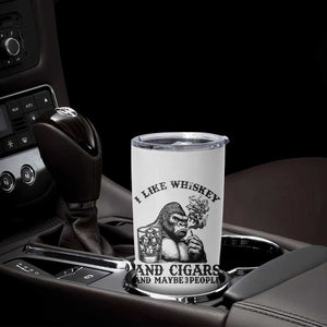 I Like Whiskey and Cigars and Maybe 3 People Tumbler Cup Funny Bigfoot Drinking and Cigarette Anti-Social Humor TS02 Print Your Wear