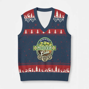 Mccockin Cider V-Neck Knit Sweater Vest Funny St Patrick's Day TS02 Navy Red Print Your Wear