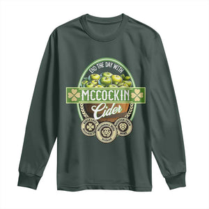 Mccockin Cider Long Sleeve Shirt Funny St Patrick's Day TS02 Dark Forest Green Print Your Wear