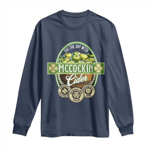 Mccockin Cider Long Sleeve Shirt Funny St Patrick's Day TS02 Navy Print Your Wear