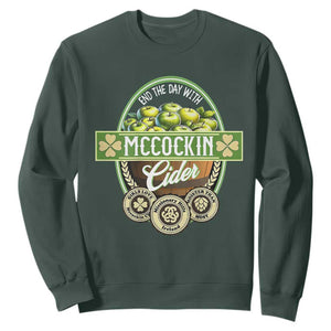 Mccockin Cider Sweatshirt Funny St Patrick's Day TS02 Dark Forest Green Print Your Wear