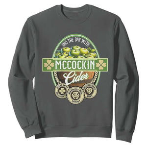 Mccockin Cider Sweatshirt Funny St Patrick's Day TS02 Dark Heather Print Your Wear
