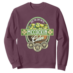 Mccockin Cider Sweatshirt Funny St Patrick's Day TS02 Maroon Print Your Wear