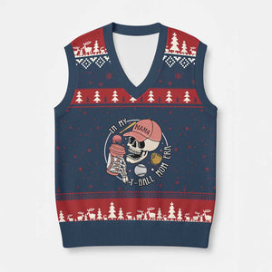 In My T-Ball Mom Era Skeleton V-Neck Knit Sweater Vest Baseball Mother's Day TS02 Navy Red Print Your Wear