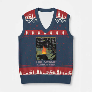 Fire Swamp National Park V-Neck Knit Sweater Vest Inconceivable Fantasy Adventure TS02 Navy Red Print Your Wear