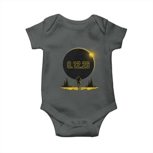 Bigfoot August 12 2026 Total Solar Eclipse Baby Onesie Totality Sasquatch Cryptid Stargazer Memorabilia TS02 Dark Heather Print Your Wear