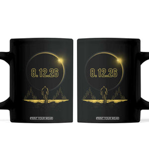 Bigfoot August 12 2026 Total Solar Eclipse Coffee Mug Totality Sasquatch Cryptid Stargazer Memorabilia TS02 Black Print Your Wear