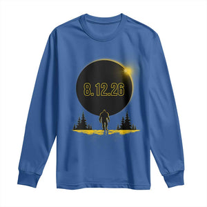 Bigfoot August 12 2026 Total Solar Eclipse Long Sleeve Shirt Totality Sasquatch Cryptid Stargazer Memorabilia TS02 Royal Blue Print Your Wear