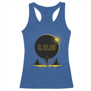 Bigfoot August 12 2026 Total Solar Eclipse Racerback Tank Top Totality Sasquatch Cryptid Stargazer Memorabilia TS02 Royal Blue Print Your Wear
