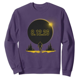 Bigfoot August 12 2026 Total Solar Eclipse Sweatshirt Totality Sasquatch Cryptid Stargazer Memorabilia TS02 Purple Print Your Wear