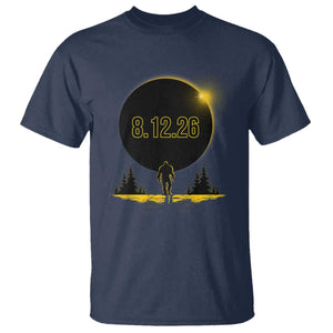Bigfoot August 12 2026 Total Solar Eclipse T Shirt Totality Sasquatch Cryptid Stargazer Memorabilia TS02 Navy Print Your Wear