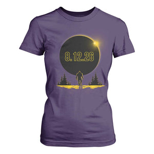 Bigfoot August 12 2026 Total Solar Eclipse T Shirt For Women Totality Sasquatch Cryptid Stargazer Memorabilia TS02 Purple Print Your Wear