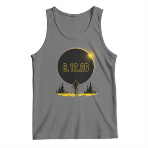 Bigfoot August 12 2026 Total Solar Eclipse Tank Top Totality Sasquatch Cryptid Stargazer Memorabilia TS02 Black Heather Print Your Wear