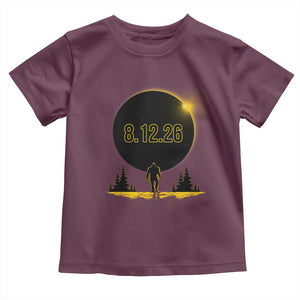 Bigfoot August 12 2026 Total Solar Eclipse Toddler T Shirt Totality Sasquatch Cryptid Stargazer Memorabilia TS02 Maroon Print Your Wear