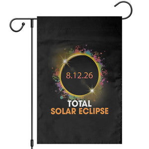Colorful Paint Splatter 2026 Total Solar Eclipse Totality Astronomy Garden Flag TS02 Black Print Your Wear