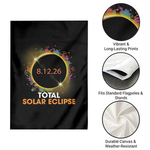 Colorful Paint Splatter 2026 Total Solar Eclipse Totality Astronomy Garden Flag TS02 Print Your Wear