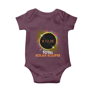 Colorful Paint Splatter 2026 Total Solar Eclipse Totality Astronomy Baby Onesie TS02 Maroon Print Your Wear
