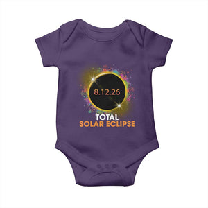 Colorful Paint Splatter 2026 Total Solar Eclipse Totality Astronomy Baby Onesie TS02 Purple Print Your Wear