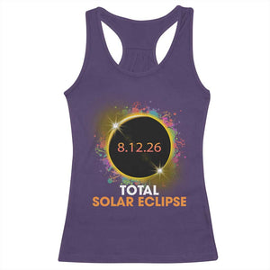 Colorful Paint Splatter 2026 Total Solar Eclipse Totality Astronomy Racerback Tank Top TS02 Purple Print Your Wear