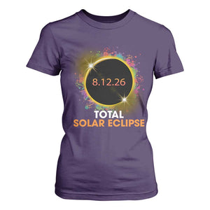 Colorful Paint Splatter 2026 Total Solar Eclipse Totality Astronomy T Shirt For Women TS02 Purple Print Your Wear