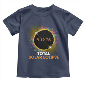 Colorful Paint Splatter 2026 Total Solar Eclipse Totality Astronomy Toddler T Shirt TS02 Navy Print Your Wear