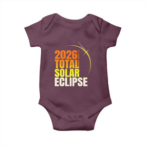 2026 Total Solar Eclipse August 12 Baby Onesie Totality Modern Space Graphic TS02 Maroon Print Your Wear