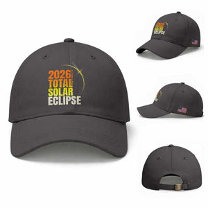 2026 Total Solar Eclipse August 12 Baseball Cap Totality Modern Space Graphic TS02 Baseball Cap Universal Fit Dark Gray Print Your Wear