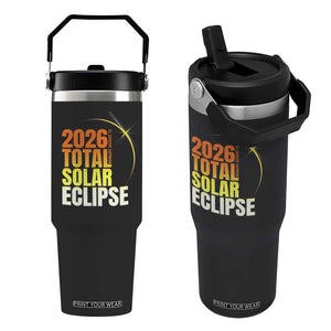 2026 Total Solar Eclipse August 12 Flip Straw Tumbler Totality Modern Space Graphic TS02 One Size: 30 oz Black Print Your Wear