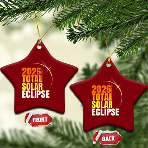 2026 Total Solar Eclipse August 12 Ceramic Ornament Totality Modern Space Graphic TS02 Print Your Wear