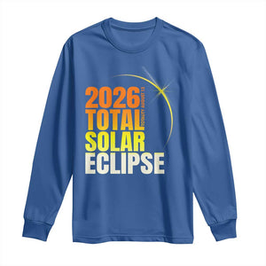 2026 Total Solar Eclipse August 12 Long Sleeve Shirt Totality Modern Space Graphic TS02 Royal Blue Print Your Wear