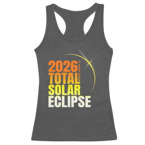2026 Total Solar Eclipse August 12 Racerback Tank Top Totality Modern Space Graphic TS02 Dark Heather Print Your Wear