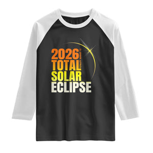 2026 Total Solar Eclipse August 12 Raglan Shirt Totality Modern Space Graphic TS02 Black White Print Your Wear