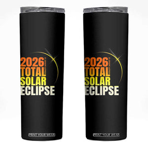 2026 Total Solar Eclipse August 12 Skinny Tumbler Totality Modern Space Graphic TS02 Black Print Your Wear