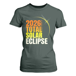 2026 Total Solar Eclipse August 12 T Shirt For Women Totality Modern Space Graphic TS02 Dark Forest Green Print Your Wear