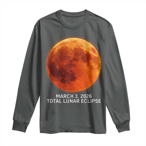 Blood Moon Total Lunar Eclipse March 3 2026 Long Sleeve Shirt Blood Moon Astronomy Souvenir Graphic TS02 Dark Heather Print Your Wear