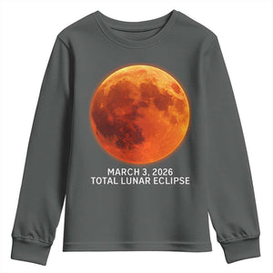 Blood Moon Total Lunar Eclipse March 3 2026 Youth Sweatshirt Blood Moon Astronomy Souvenir Graphic TS02 Dark Heather Print Your Wear