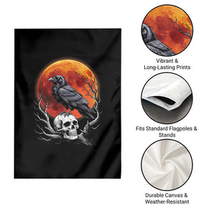 Gothic Raven on Skull Blood Moon Garden Flag Spooky Halloween Macabre Dark Art Graphic TS02 Print Your Wear